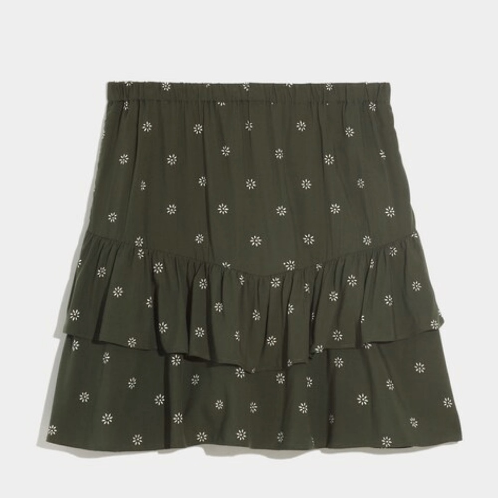 NWOT! Madewell Pull-On Tiered Mini Skirt Forest Green